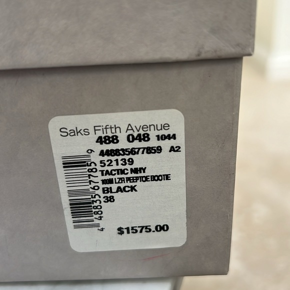 Jimmy Choo Nappa /Shiny Fab Black Laser Cut Peep Toe Bootie.  NEW. 38 - Picture 7 of 8